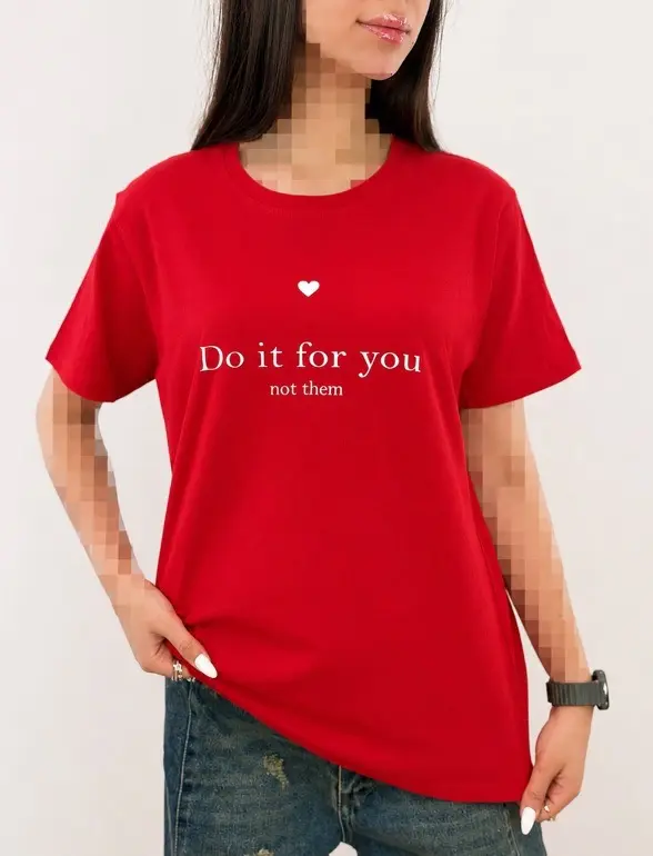 تیشرت زنانه نخ پنبه رنگی یقه گرد طرح Do It For You | آلما شاپ